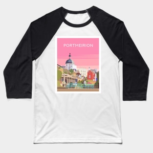 Portmeirion - North Wales in Pink Baseball T-Shirt